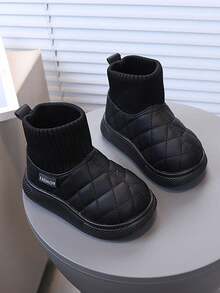 1 par de botas térmicas minimalistas de moda para niños y niñas, botas de bebé de PU, botas cálidas para la escuela y exteriores, botas de nieve para otoño/invierno