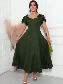 Elegant Women's Midi Dress Party Formal And Evening Summer - 軍綠色 - 查看 3