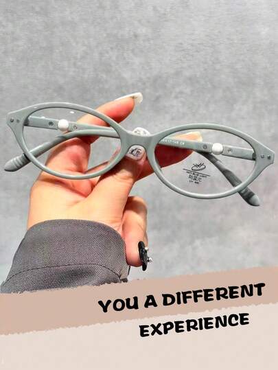 1 Pair Casual Solid Color Tritan (Copolyester) Nerd Glasses Frame/Accessory For Women, New Cement Gray