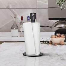 1个黑色金属郁金香造型厨房纸巾架，锻铁喷漆创意桌面纸巾卷分配器支架 - 鬱金香 - 查看 3