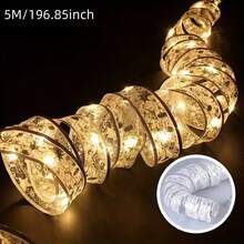 1PACK 1/2/5/10M Ribbon Lights Mini Lights Copper Wire Fairy String Lights For New Year Party Weddings DIY Tree Bows Decoration(Silver/Gold)Christmas Decor Christmas Gift Thanksgiving Christmas Tree Decor Ornaments Christmas Light Bedroom Decor Home Decor Party Decor Holiday Festival Room Decor - Yellow - View 13