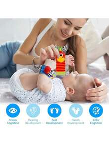 4 Stücke Baby Rassel Spielsachen, Rassel Set, Baby sensorische Spielsachen, Fuß-Finder Socken Armband Rassel, Weihnachts-, Oster- oder Geschenke zur Geburt, Baby Armband Rasseln, Neugeborene > Spielsachen, Baby Socken Spielsachen