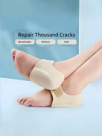 QKC 1 par svamphälskydd, stötdämpande kudde, kardborreband - stötdämpande hälkudde - fotvårdsfoder, bekväm passform hela dagen, lämplig för dig som står eller går under långa perioder