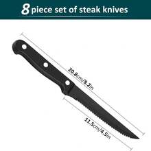 Cuchillos para Carne de 8 Piezas - Juego de Cuchillos para Carne de Acero Inoxidable - Cuchillos para Carne Serrados/Juego de Cuchillos afilados/Cuchillos para cena (Plata) - Plata - Ver 1