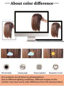 假发刘海，头顶合成假发，短直发，8英寸，头顶替换片，女士日常使用