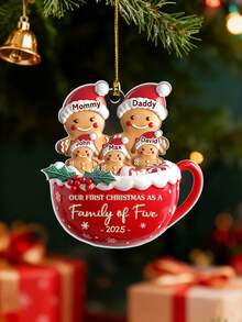 1pc Customized Ginger Shred Man Family First Christmas Acrylic Ornament - Personalized Christmas Birthday Gifts For Mom, Dad, Brother, Sister, - Home Is Where Love Lives,Customize Family Member Names,Christmas Tree Ornaments,Ginger Shred Man Family Christmas Gifts,Personalized Gifts,Customized Christmas Gifts,Christmas - Multicolor - View 5