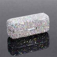 GlossyPop Lipstick Case With Mirror, Bling Crystal Lipstick Case Diamonds Makeup Cosmetic Storage Box Holder For Purse Ladies Fashion (Silver Color) - Bạc - Xem 6