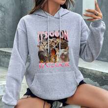 Cats Flame Graphic It's Goon O'Clock Unisex Hoodie - Xám-15 - Xem 2