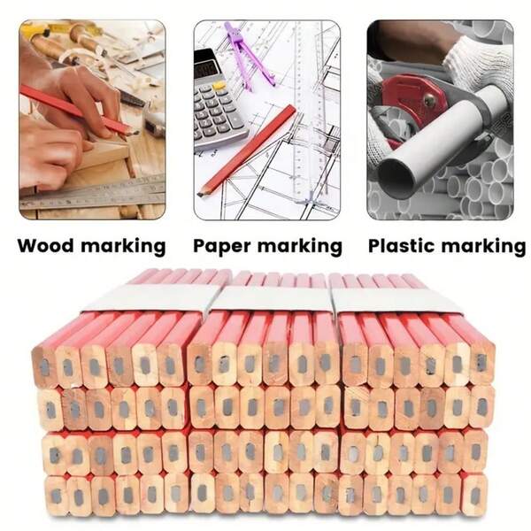 5/10/20pcs Woodworking Pencils - 175mm Octagonal Woodworking Marking Drawing Pencil Tools Wooden Red Woodworking Pencils Hard Black Lead Woodworking