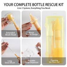 KUNT 1 Set Portable Newborn Baby Bottle Brush Storage Box Kit, Baby Nipple Brush Draining Rack Travel Accessories - Multicolor - View 11