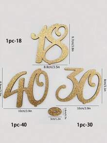 1件金色闪光木质数字18/30/40/50/60/70装饰摆件，适用于50/60岁生日周年纪念派对、家居及活动装饰摆件。金色闪光木质数字50/60装饰摆件，完美适用于50/60岁生日、周年纪念庆典、家居及派对装饰。金色闪光木质数字50/60装饰摆件。 - 彩色 - 查看 9