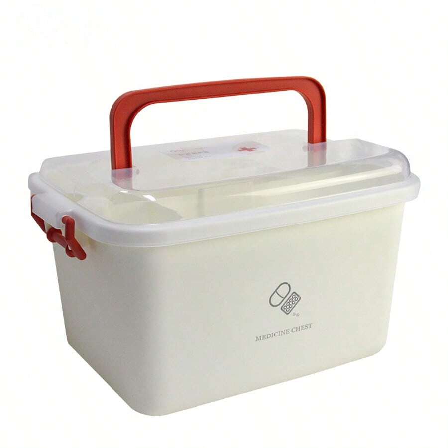 Caja de almacenamiento de pastillas de plástico de gran capacidad, caja de primeros auxilios de varias capas, caja de medicina portátil, gabinete de medicina doméstica simple