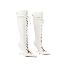 Neue spitze sexy Ausschnitt Kreuzriemen Super High Heel Mode Overknee Stiefel für Frauen