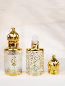 镀金玻璃滚珠瓶，适用于香水和精油，12毫升旅行装可填充容器 - 中东风格奢华护肤品小样瓶，优雅女士礼品包装（6个装） - 彩色 - 查看 7
