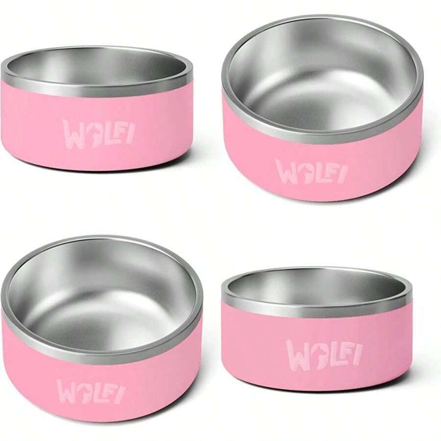 Wolfi ón de Acero Inoxidable para Perro, Antideslizante de Calidad, Plato para Mascota, Bowl para Mascota para Comida o Agua, comedero para Mascota, Cuenco (64 onzas) (, )(Rosa Chico) - Tipo 3 - Ver 1