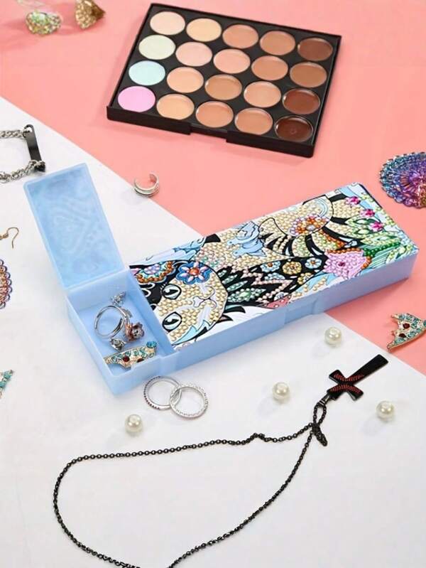 1pcPencil Case,Animal Theme Diamond Painting Kit With Asymmetrical Shaped Acrylic Diamonds, Cat Art Decorative Stationery Box,Large-Capacity Pen Bag Wholesale - Pure Color Square Cotton And Linen Pencil Bag - Student Stationery Bag - Storage Bag