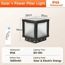 CANMEIJIA Đèn trụ LED năng lượng mặt trời, đèn lối đi sân vườn ngoài trời chống nước IP65 có hẹn giờ và điều khiển từ xa, sử dụng kép trong nhà/ngoài trời, trang trí cổ điển, dễ dàng lắp đặt cho sân vườn, đường lái xe, hành lang, hiên nhà, ban công, khu cắm trại, bàn ngoài trời, lối đi, trong nhà - Đèn năng lượng mặt trời tích hợp nguồn sáng + có thể lắp thêm bóng đèn - Xem 13