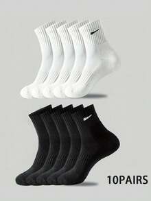 20/10/5 pares de calcetines deportivos cómodos y transpirables para unisex, de estilo universal para todas las estaciones, en blanco y negro, adecuados para uso diario y al aire libre