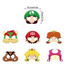 12/24件套超级马里奥面具派对装饰套装，生日礼物，酷炫派对配件，男孩女孩都喜欢的装饰品，完美的装饰礼物