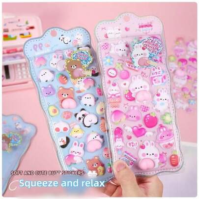 Soft & Cute Butt Animal Stickers, 3D Cartoon Bubble Stickers, Decorative Stickers For Phone Cases, Scrapbooking, DIY Crafts, Christmas/Thanksgiving/Birthday Gifts For Kids