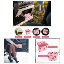 Car Trash Can With Lid U2013 Cute Floral Trash Can Women, Automotive Garbage Bin With 5 Bags, Organizer Front And Back, Girly Car Accessories SUV, Truck, Sedan, Teen - Pink - View 1
