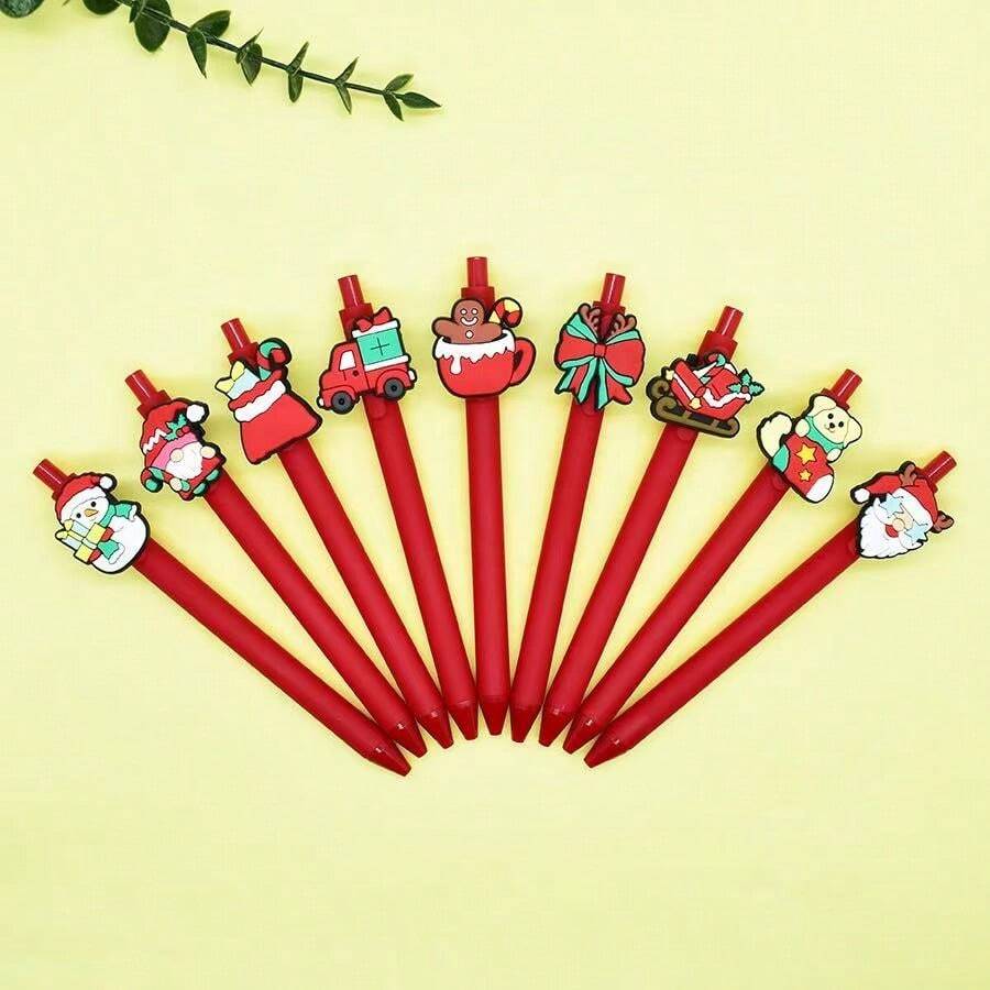 Weihnachts-Kugelschreiber mit PVC-Soft-Gummi-Patch, süßer Stil Schüler Schreibtisch Geschenk Kugelschreiber