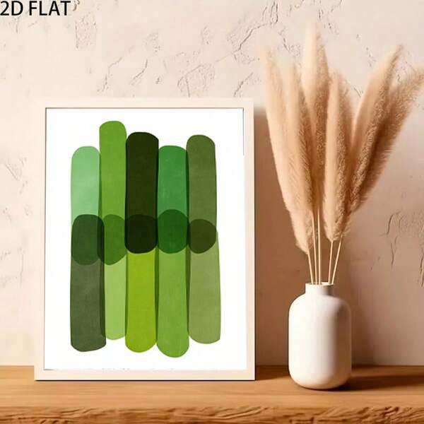 1PC Modern Cartoon Art Style Abstract Pattern Oil Painting Canvas Art Wall Decoration, Green Abstract Pattern Printed Poster Picture For Room Decoration, Gift For Friends, Corridor, Study Room, Bedroom Wall Decoration, Autumn Decor(No Frame)
