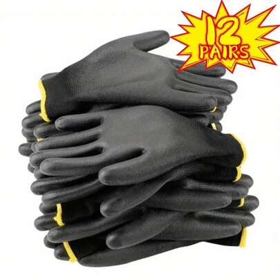 12 Pairs Anti-Static Work Gloves, Anti-Abrasion & Anti-Slip Gardening And Woodworking Protective Gloves,Garden Tools