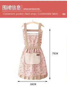 1pc Women's Apron, Easy To Clean Household Fashion Princess Style Cooking Apron, Floral Pattern Bib Apron, Oil & Stain Resistant Princess Dress Style - Multicolor - View 9