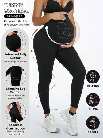 Maternity Yoga Pants High Waist Butt Lifting Short Stretchy Belly Support Legging