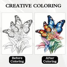 Dreamlike Butterfly Adult Coloring Book Set - 2 Books, 54 Pages Of Leisure And Entertainment Artistic Healing Patterns - Spiral Bound Painting Books, Containing 24 Unique Butterfly And Floral Designs - Valentine's Day, Christmas And Birthday Gifts, Suitable For Art Lovers, Back To School, Mother's Day, Gifts For Mom - 2pcs - View 8