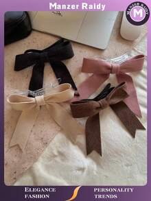 女士大号针织条纹燕尾蝴蝶结发夹，时尚百搭的编织弹簧发夹，温柔可爱的女士后脑勺盘发发夹，适合春、夏、秋、冬四季佩戴，发夹，发卡 - 彩色 - 查看 4