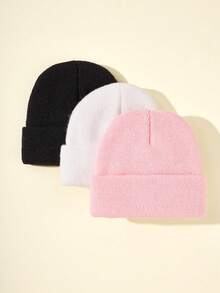 Pacotes de 1/3 peças de gorros de inverno para meninas e bebês, gorros macios para bebês, gorros de malha para crianças