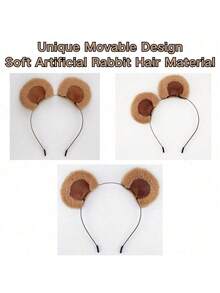 1 pieza/2 piezas Diadema con orejas de oso marrón adorable y ajustable, diadema con orejas de oso, adecuada para fiestas de disfraces, fiestas de noche, maquillaje, lavado de cara, accesorios para el cabello de mujer, diadema para atar, disfraz de Halloween (Debido a las diferencias en la iluminación de la toma y los parámetros de la pantalla de la cámara, puede haber ligeras diferencias de color en el producto) - Multicolor - Ver 3