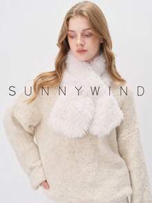 1pc Women's Solid Color Polyester Simple Soft Warm Scarf, For Daily Use - Milky White - View 10