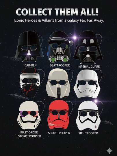 StarWars 9pcs Party Masks - Diverse Character Designs For Birthday, Christmas, Halloween, And More - Perfect Photo Props For Festive Celebrations, Festive Photo Props | Themed | Durable Paper Masks, Party Accessories For Halloween
