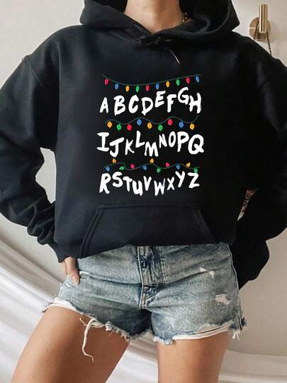 Alphabet Christmas Lights T Shirt Stranger Tee Gift Hooded Sweatshirt