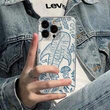 Funda de teléfono a prueba de golpes Funda de teléfono: Funda Transparente - Cubierta de Teléfono de TPU Suave de Lujo a Prueba de Golpes Compatible con iPhone 17, 16, 15, 14, 13, 12, 11 Pro Max, 16, 15, 14 Plus, 13, 12, X, XS Max, XR, 8, 7 Plus Aventura Submarina de Tiburón Ballena Protección contra Caídas - 1 pieza - Ver 4