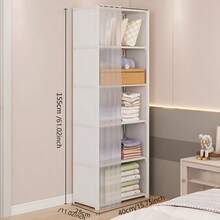 1pc Multifunctional Easy-Install Minimalist Clothing Storage Cabinet, Bookshelf Dust-Proof Organizer Rack, Suitable For Office, Classroom, Living Room, Bedroom, Dorm - Multicolor - View 15