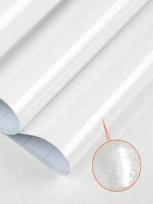 1 rollo de papel adhesivo de vinilo blanco brillante para cocina, papel tapiz autoadhesivo de película de PVC perlado impermeable para gabinetes, mesas y puertas impermeables, bricolaje para armarios, cocina de alto brillo, pegatinas de pared de muebles - Blanco - Ver 5