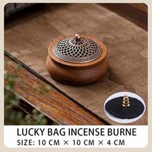 1 件木制圆形香炉，带龙凤盖，条纹盖，多种款式可选，禅茶道香炉，木制家居装饰，中式室内创意摆件，带盖和香座 - 紅白色(圓形) - 查看 18