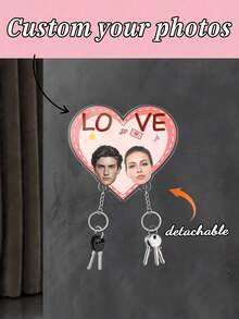 1pc Personalized Puzzle Photo Acrylic Keychain - Customizable With Family, Parent-Child, Or Couple Pictures, Creative Entryway Wall Decal, Supports Photo Customization With Unique Collage Design Templates,Heartwarming Memorial Gift.