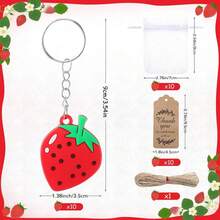 Erdbeere Schlüsselanhänger, Erdbeere und Zitrone Schlüsselanhänger als Partyfavors, Frucht Erdbeere Schlüsselanhänger für Gäste, weiße Geschenktüten mit Dankeschön-Anhängern, Frucht Favors für Erdbeeren Party Zubehör