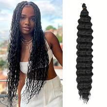 20 Inch Crochet Braiding Hair Extensions | Single Pack Deep Wave Curly Long Hair, Suitable For Women - Multicolor - View 2