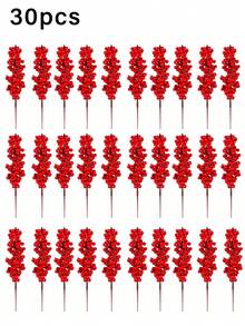 1/10/20/30pcs Red Artificial Berries Christmas Tree Decorations, Foam Holly Branches, Suitable For Christmas, Christmas Decorations, Room Decor, Home Decor, DIY Holiday Decor Accessories, Christmas Gift Wrapping Supplies, New Year Decorations - Red - View 13