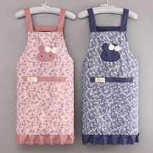1pc Bamboo Fiber Rabbit Ruffle Apron, Breathable Fashionable Cute Durable Household Cooking Apron For Women (Due To Shooting Lighting And Angle, There May Be Some Color Difference)