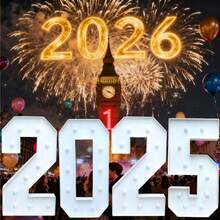 1Pc 73cm/28.7inch Light Up Digital Marquee Frame KT Board Number 2026/2025/0101 For New Year's Day Happy New Year Spend New Year's Eve Party Decoration - Cool Light - White - View 3