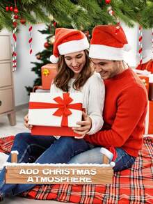 4/3/1 pieza Gorro de Navidad de peluche grueso en tallas grandes y pequeñas, tela de peluche para fiestas de Navidad y Año Nuevo, decoraciones navideñas para el hogar, regalos de Navidad, decoración navideña - Multicolor - Ver 7