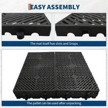 Plastic Pallets For Basement Storage (Set Of 6) - 11.8"X23.6"X1.18" Waterproof Floor Pallets, Ventilated Grid Design, HDPE Heavy Duty Storage Pads For Garage/Kitchen/Outdoor  6Pcs Plastic Pallets, Lightweight Waterproof Floor Pallet, Interlocking With Breathable Grids Storage Pad For Basement Storage, Indoor And Outdoor, Support Up To 2000 Lbs - màu đen - Xem 4