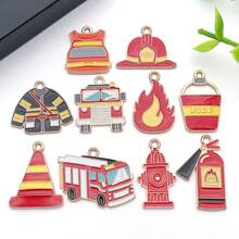 5/10 piezas Accesorios de aleación esmaltada de bricolaje Colgantes de extintor de incendios para pulseras, llaveros y adornos decorativos.